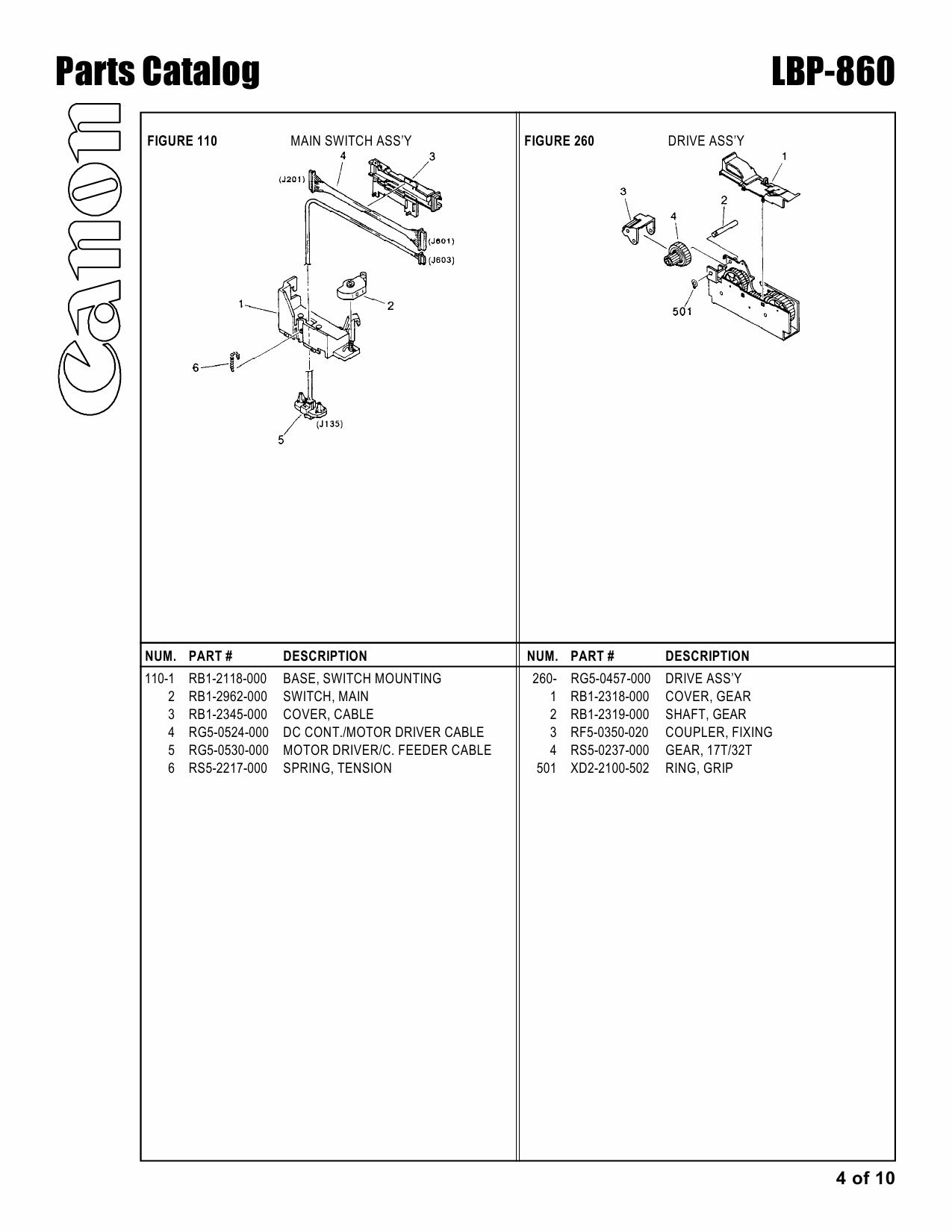 Canon imageCLASS LBP-860 Parts Catalog Manual-4